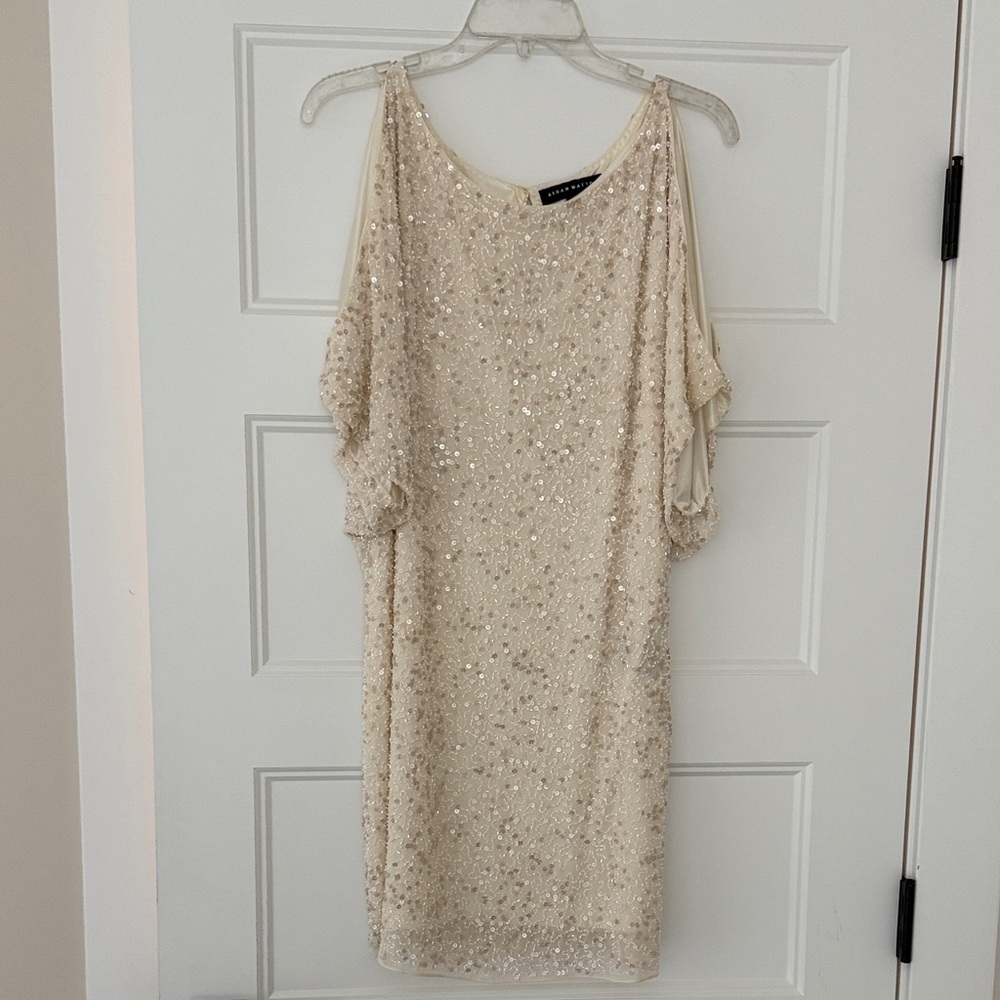 Aidan Mattox Cream Sequin Mini Dress